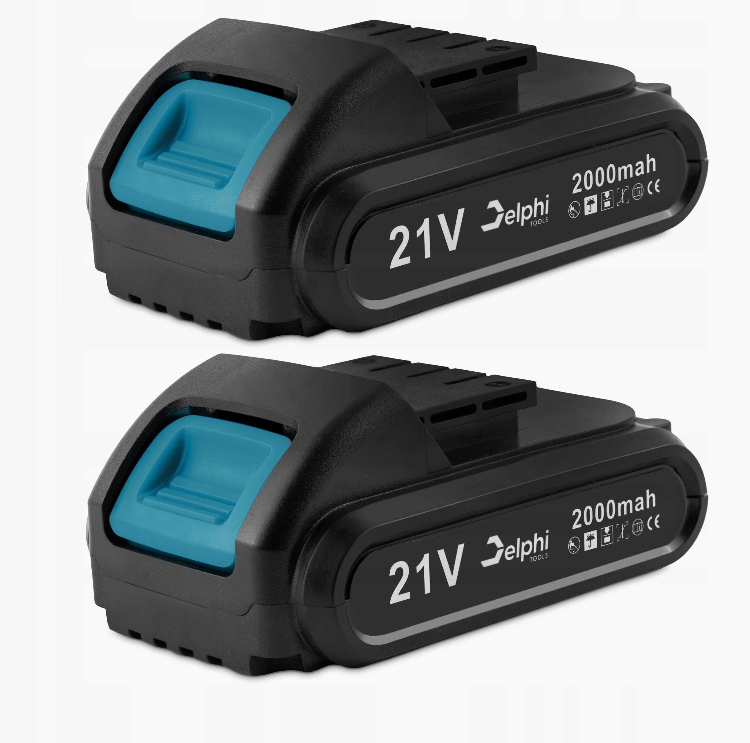 Delphi Atornillador inalámbrico de 21 V 2 baterías 2 Ah 50 Nm 2 marchas 25 niveles de par de torsión, luz LED maletín taladro inalámbrico ideal para proyectos de bricolaje