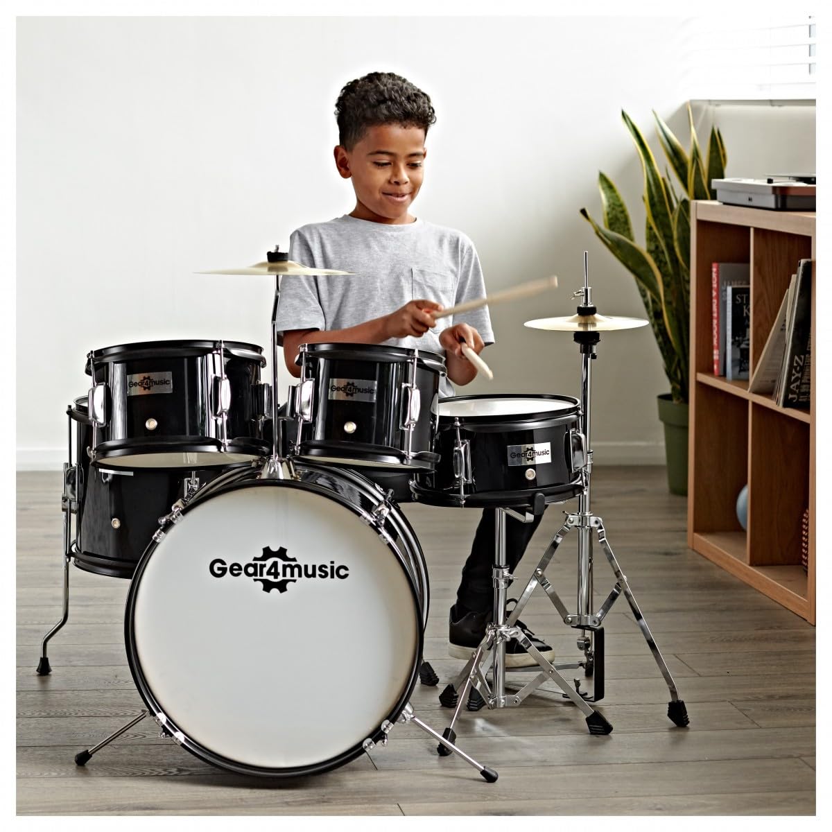 Batería Júnior de 5 Piezas de Gear4music Negra