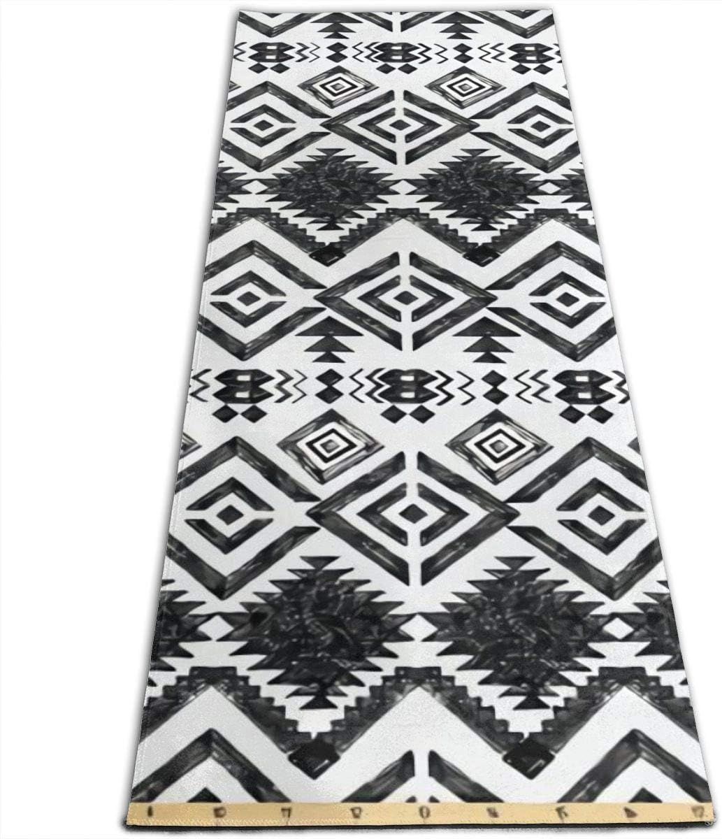 Oluola Hand Drawn Style Tribal Yoga Mat-6mm Eco Friendly Polyester Health&Fitness Slip-Resistant Mat for All Types of Exercise, Yoga, and Pilates (72" X 24" X 6mm Thick)