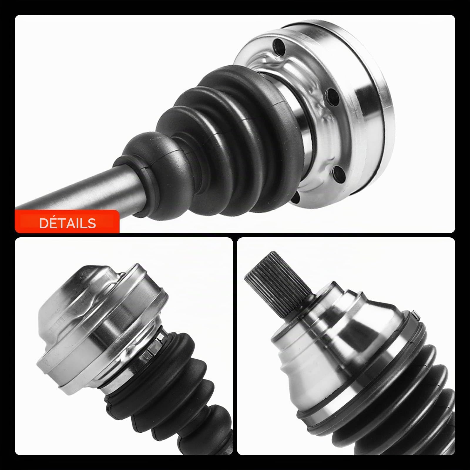 Frankberg Arbre de Transmission sans Couronne ABS Avant Gauche Compatible avec A3 8P1 Golf VI 5K1 Pas.sat CC 357 Tou.ran 1T1 1T2 1T3 Oct.avia II 1Z3 1Z5 Leon 1P1 Remplacer# 3C8407271