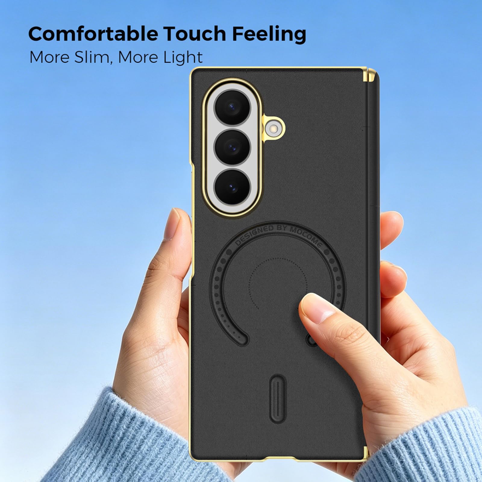 Custodia Magnetica For Samsung Galaxy Z Fold 8 Ultra, Copertura Protettiva For Fotocamera Con Cerniera Completamente Avvolgente Custodia Sottile For Telefono Con Ricarica Wireless(Blue)