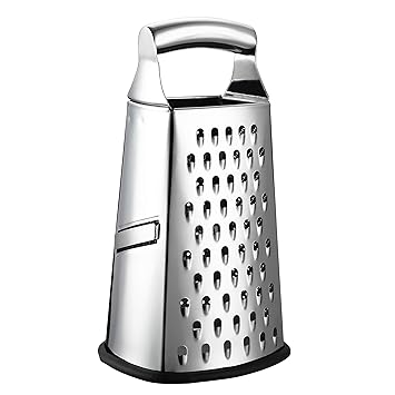 Box Grater, 4-Sided Stainless Steel Large 10-inch Grater for Parmesan Cheese, Ginger, Vegetables