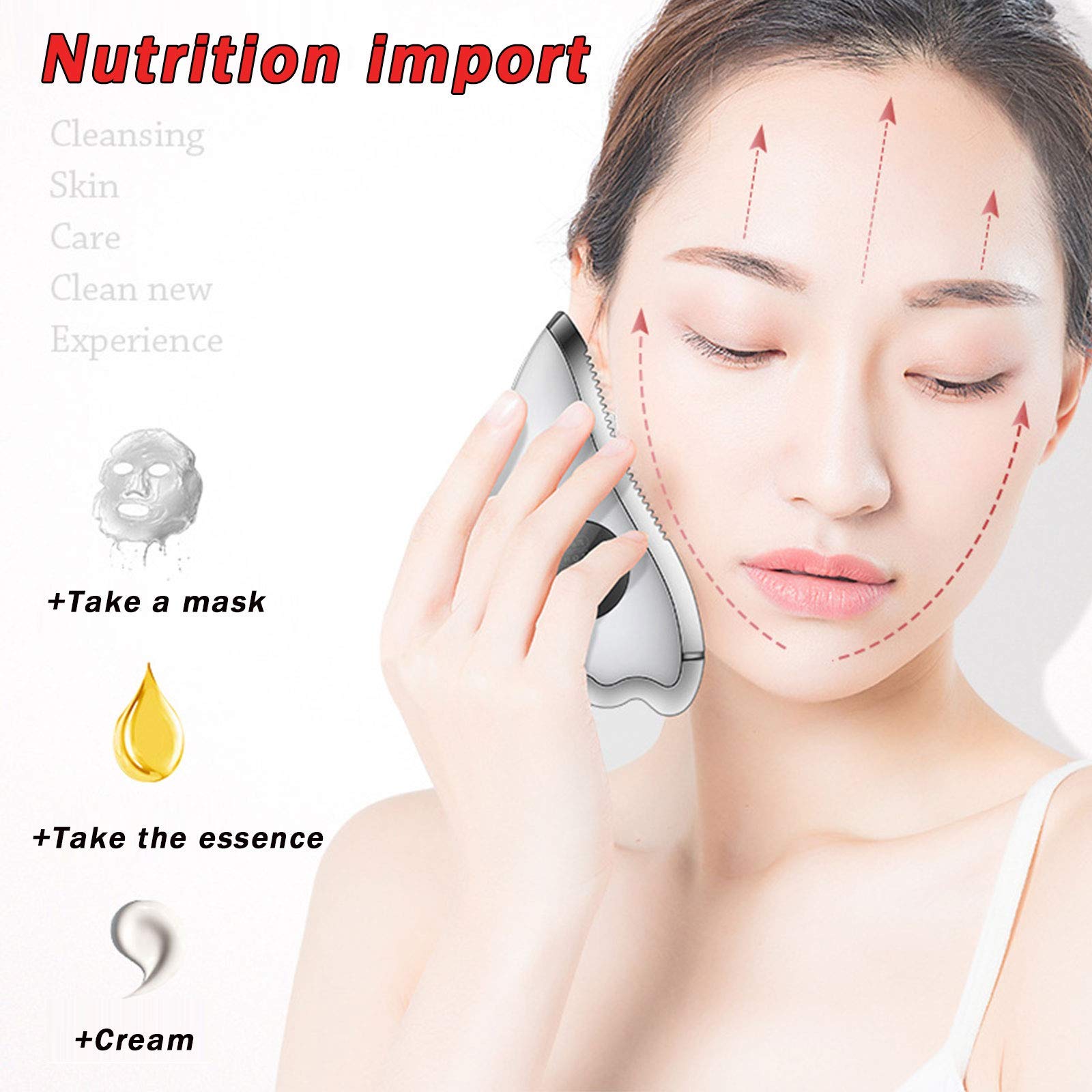 MU Strumento Gua Sha, Gusha Natural Board per la Cura Del Viso Skincare, Design Arc Esteso Gua Sha Strumenti Di Massaio Raschiato,Rosso