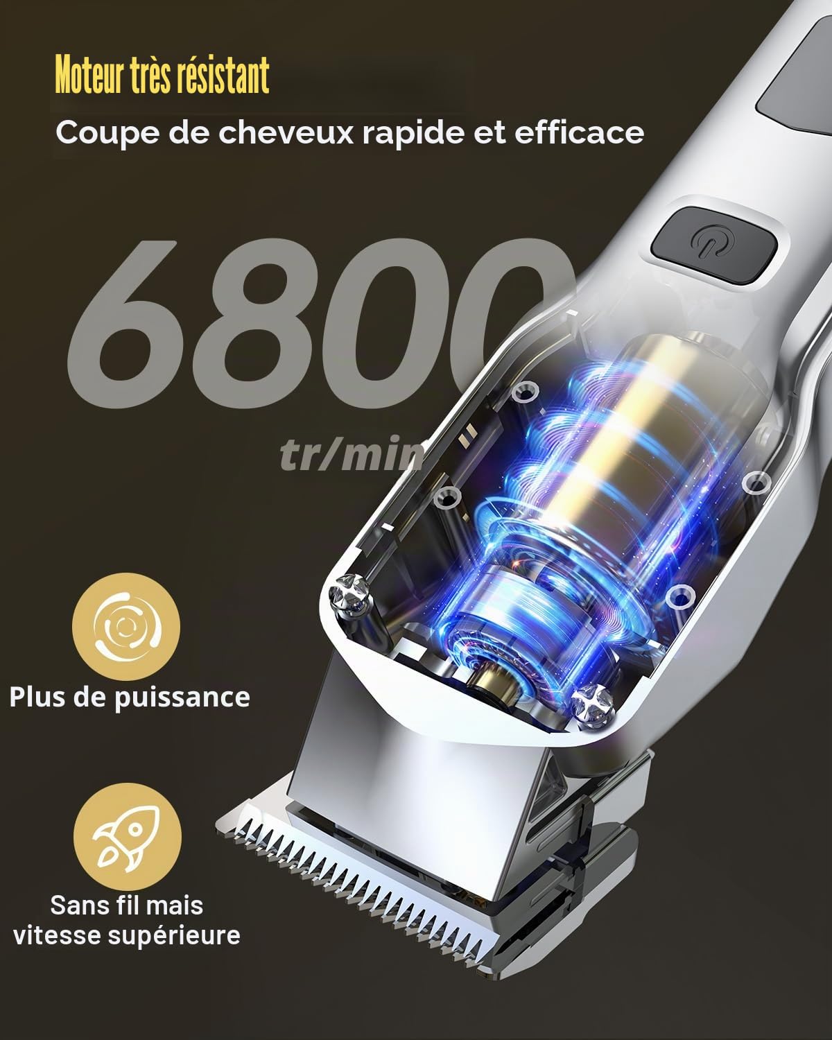 Romanda Tondeuse cheveux professionnelle， tondeuse à cheveux sans fil pour hommes, 1*tondeuse cheveux 1*tondeuse barbe, affichage LED, tondeuse rechargeable 2000mah (Gris)