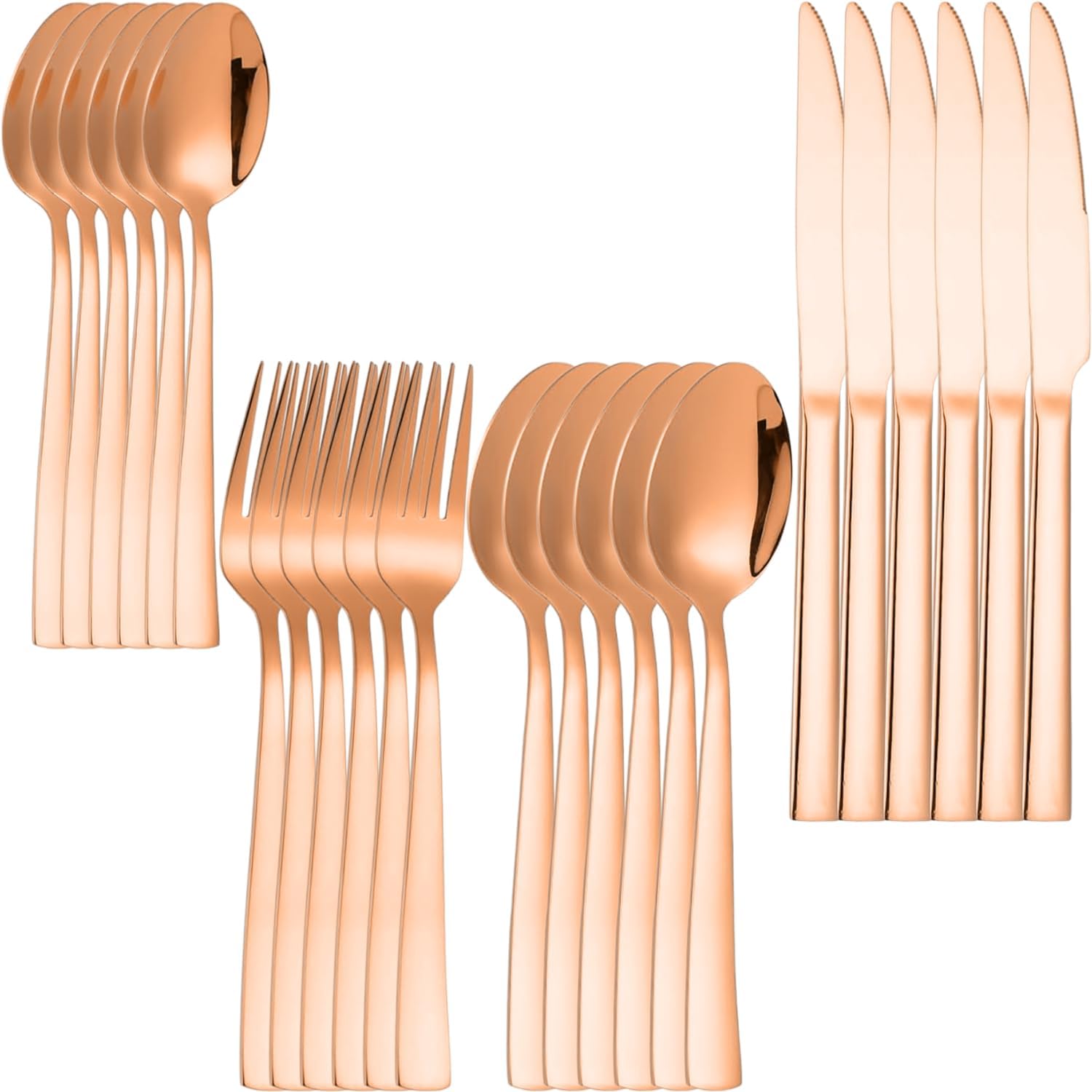 Naidev Silverware Set for 6, 24-Piece 18/10 Stainless Steel Flatware Set,Forged Cutlery Set Matte Finish for Home,Restaurant and Parties, Dishwasher Safe.