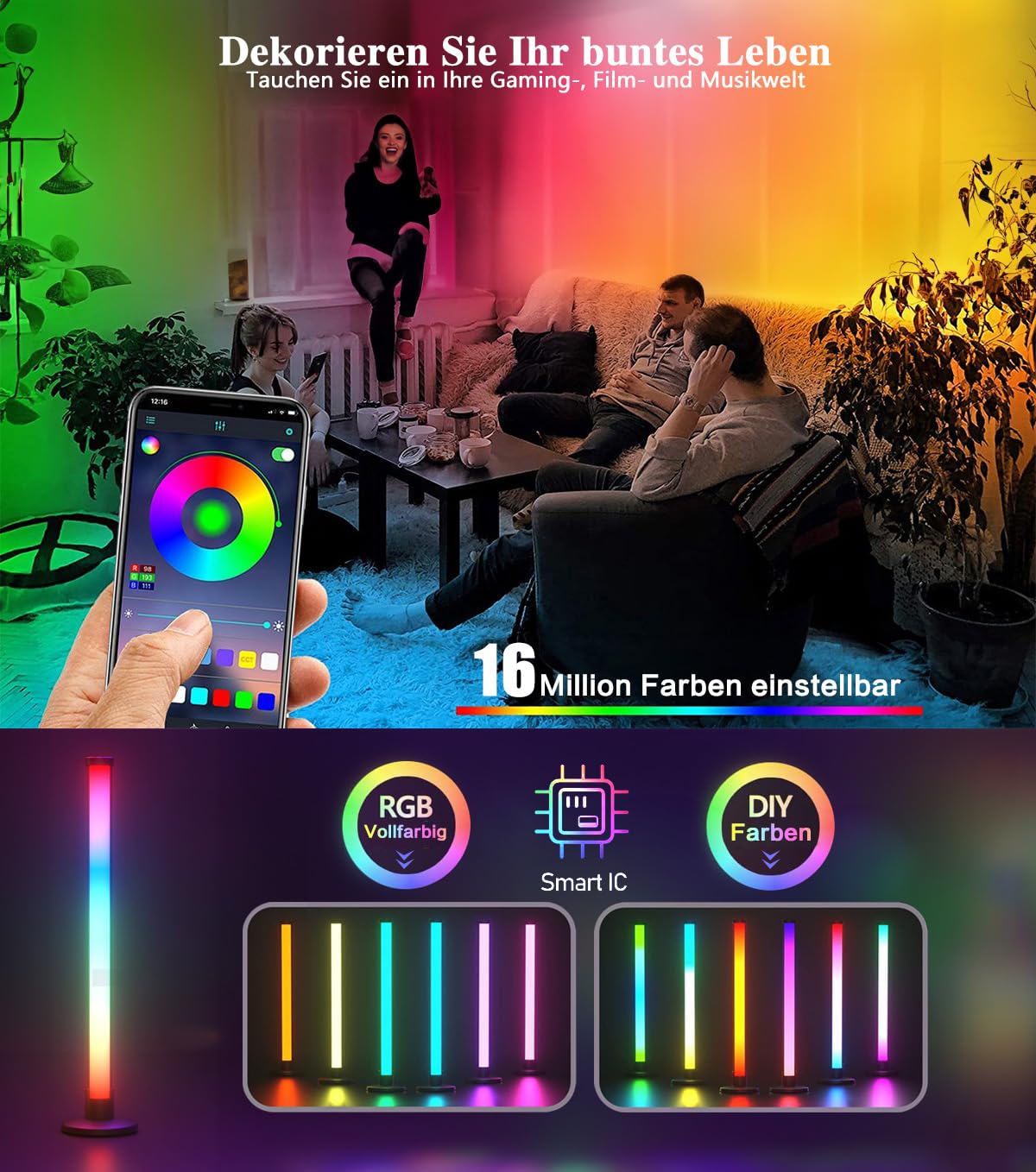 RGBIC striscia luminosa a LED, funziona con Alexa, controllabile tramite app e scatola di controllo, per decorazioni natalizie, adatto per TV computer retroilluminato o comodino