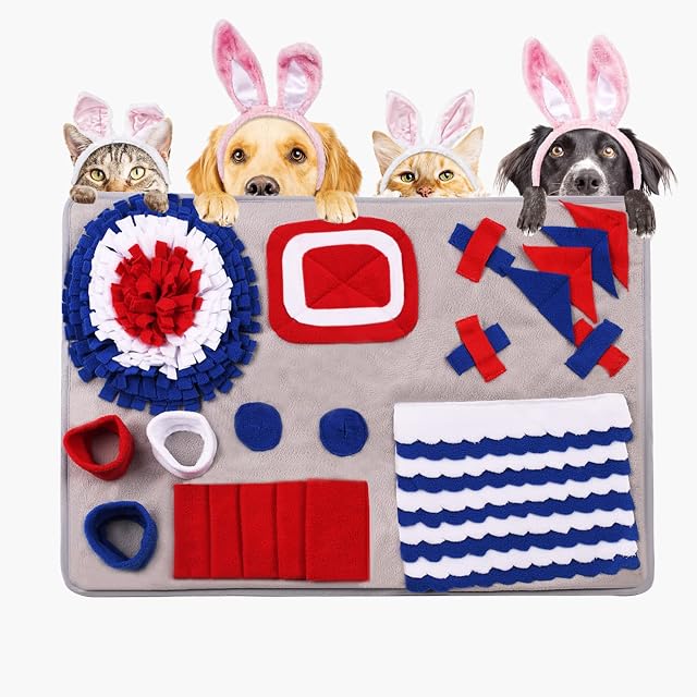 DIHOOM Snuffle Mat for Dogs, Pet Feeding Mat Large Dog Treat Mat 29.5"*19.6" for Interactive Feeding Game Non Slip Dog Feeding Mat Encourages Slow Eating