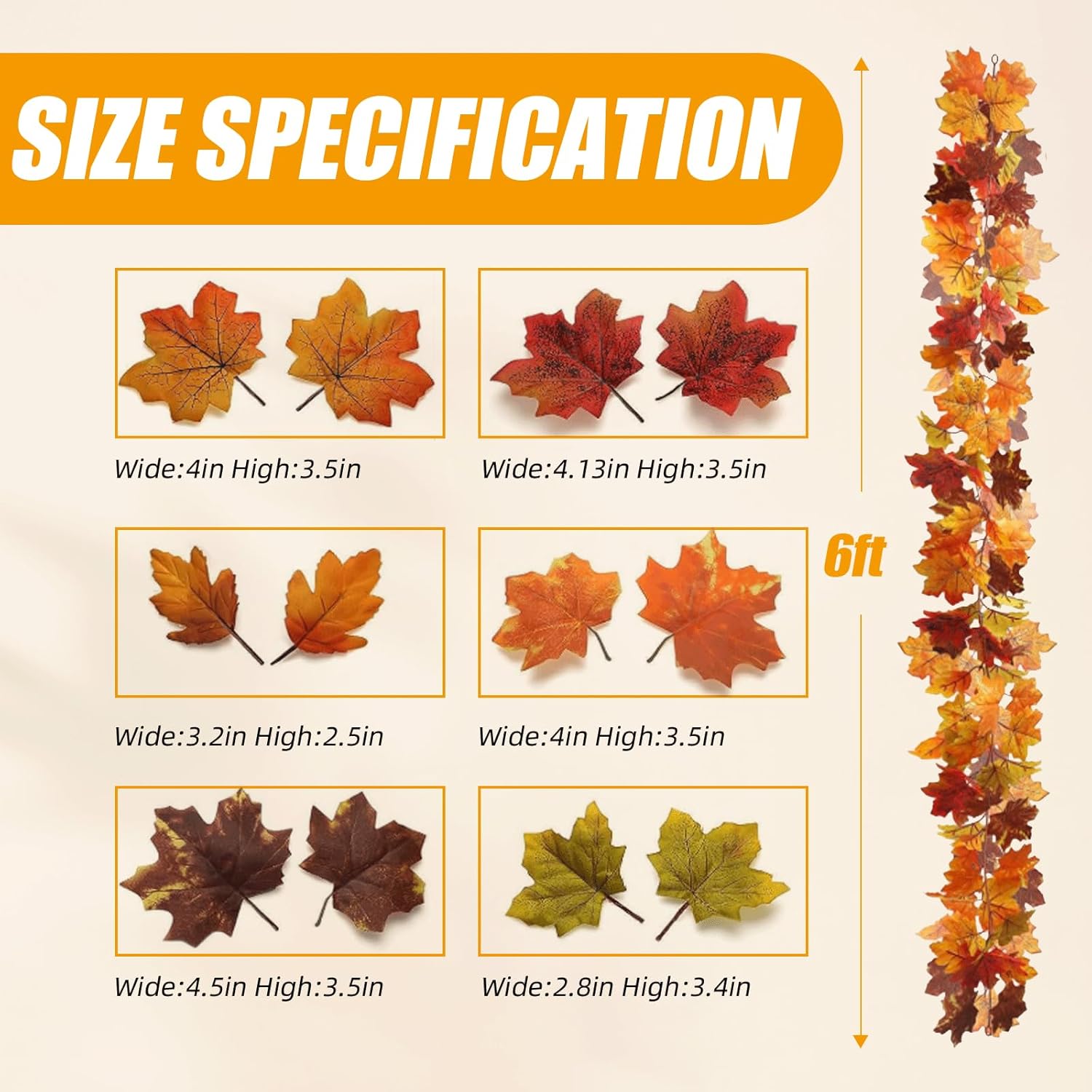 New Upgrade Fall Decor Set 5 Pack 5.9Ft Artificial Fall Maple Leaves Garland - 70pcs with Mini Pumpkins kit, Happy Fall Porch Banner Welcome Signs Autumn Decor for Thanksgiving Home & Fall Decorations