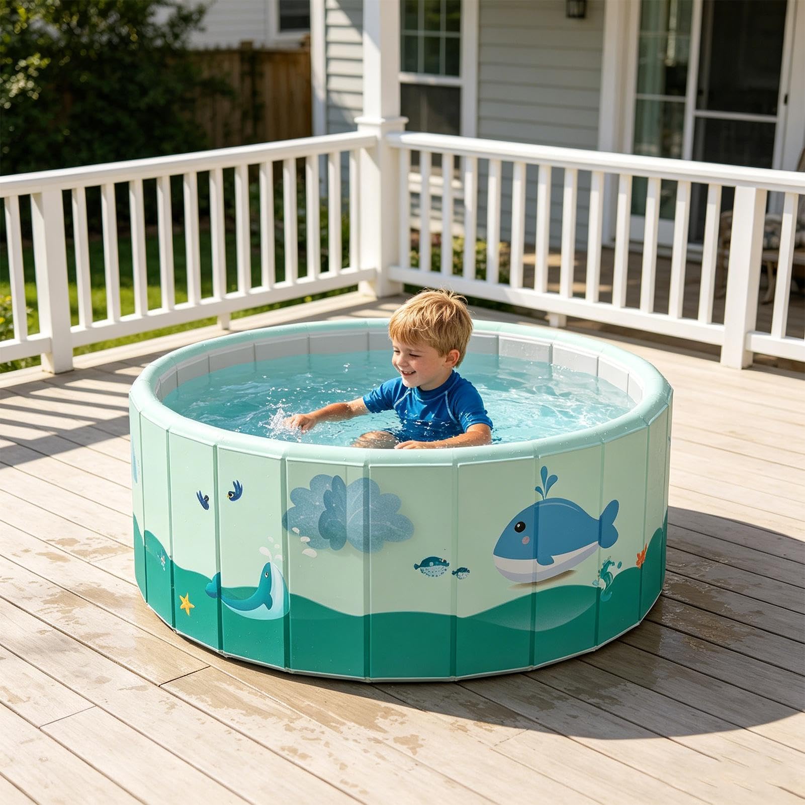 Piscina No Inflable | Bañera Portátil Interactiva | Piscina Plegable para Niños - para Niños, Adultos, Familia, Mascota, Agua Al Aire Libre, Jardín, Verano, Patio, Centro para Bronceado Y