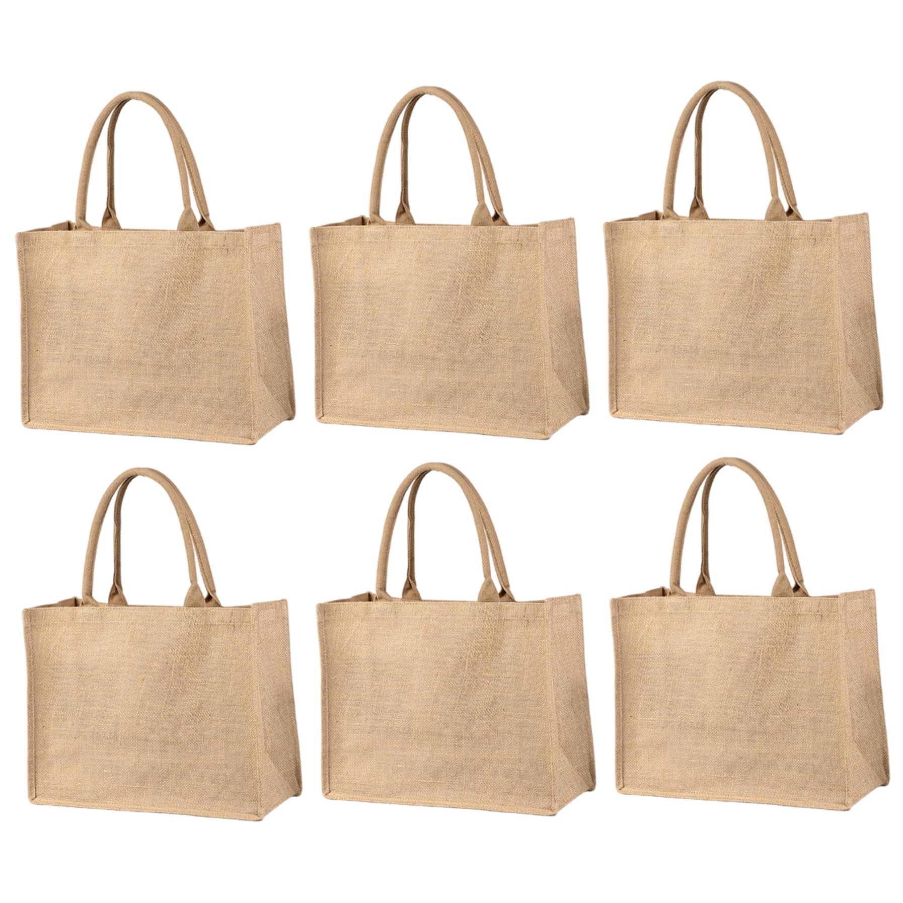 Borsa in tela di iuta da 6 pezzi Borsa in tela resistente da 12x15x5, 5 pollici con manico per borse per la spesa, la spesa, il matrimonio, le gite