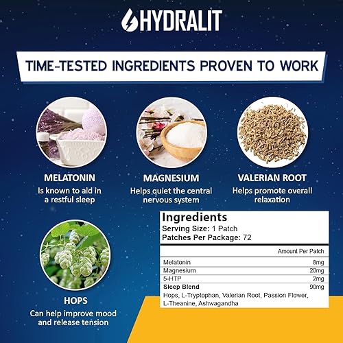 Miniatura 3 de Hydarlit - Parches para dormir para adultos, parche extra fuerte para ayudar a dormir, melatonina, noches reparadoras, fórmula liberada por el