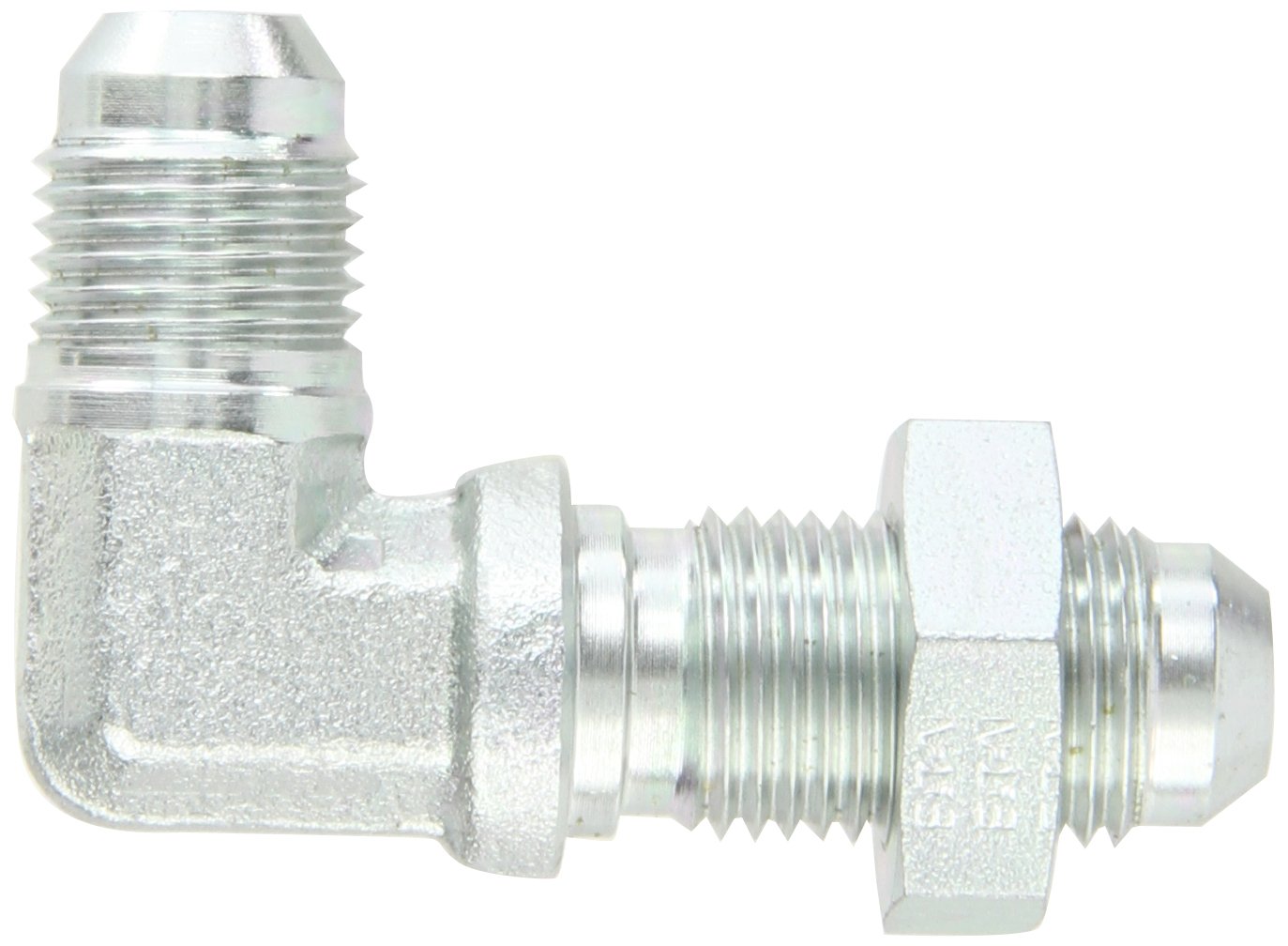 Eaton Aeroquip 2043-6-6S 90 Degree Bulkhead Union Elbow, JIC 37 Degree End Types, Carbon Steel, 3/8 JIC(m) End Size, 3/8