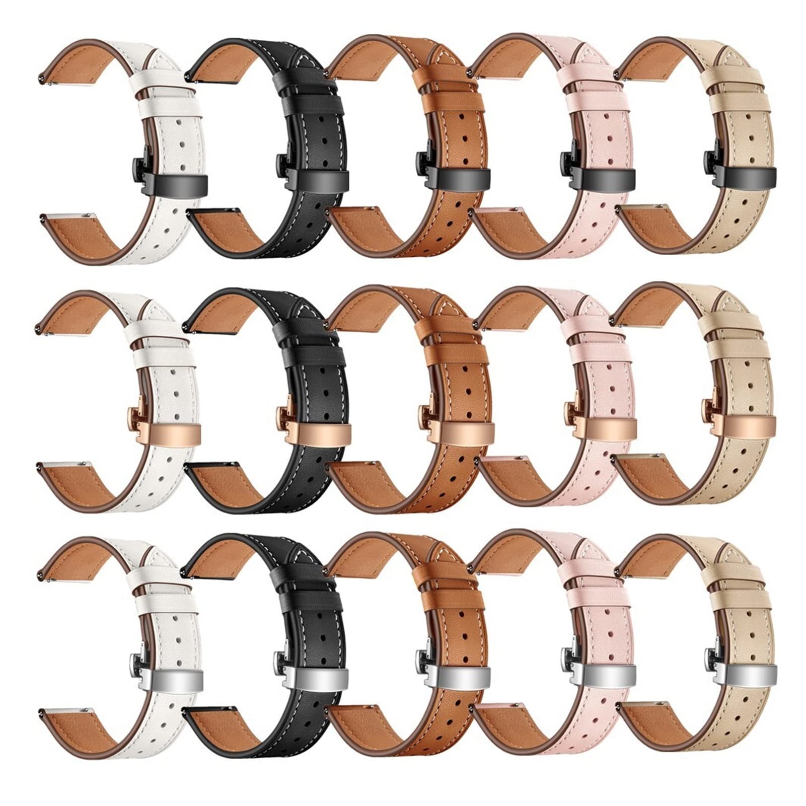 YINGO 20 mm 22 mm Echtlederarmband, kompatibel mit klassischem Band, 42 mm, 46 mm, 40 mm, 44 mm Armband