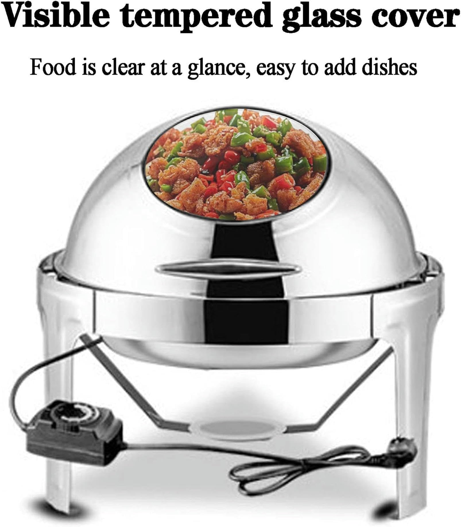 6L Chafing Dish Eléctrico, Servidor de Buffet, Calientaplatos de Acero Inoxidable para Hotel Fiesta y Cocina, Calentador Fe Buffet para Alimentos Calientes