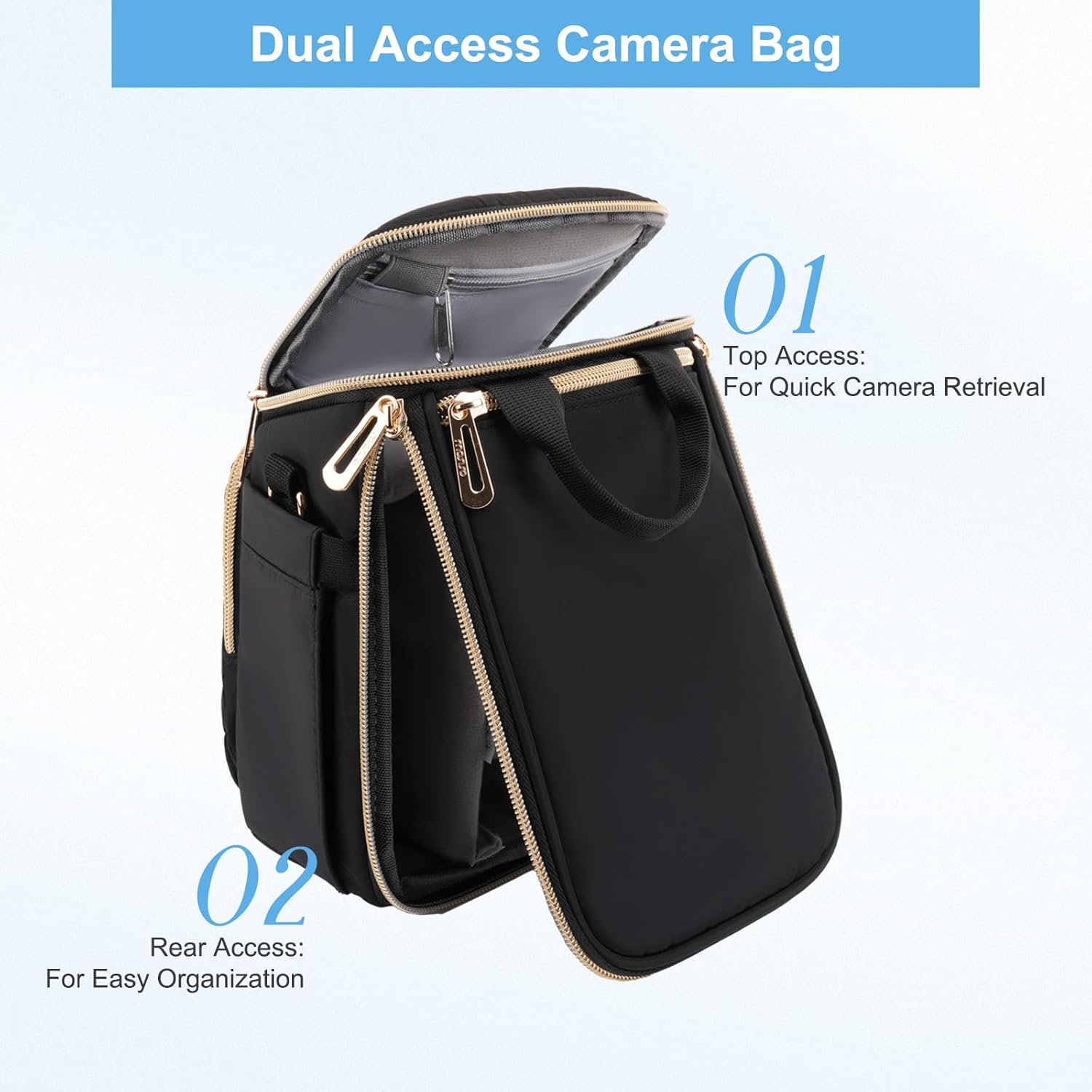 MOSISO Camera Bag, Small Dual Access Crossbody Shoulder Bag for Mirrorless/Digital Cameras, Wheat Ear Quilted Padded Camera Case with Rain Cover, Photography Purse for Canon/Nikon/Sony, Black