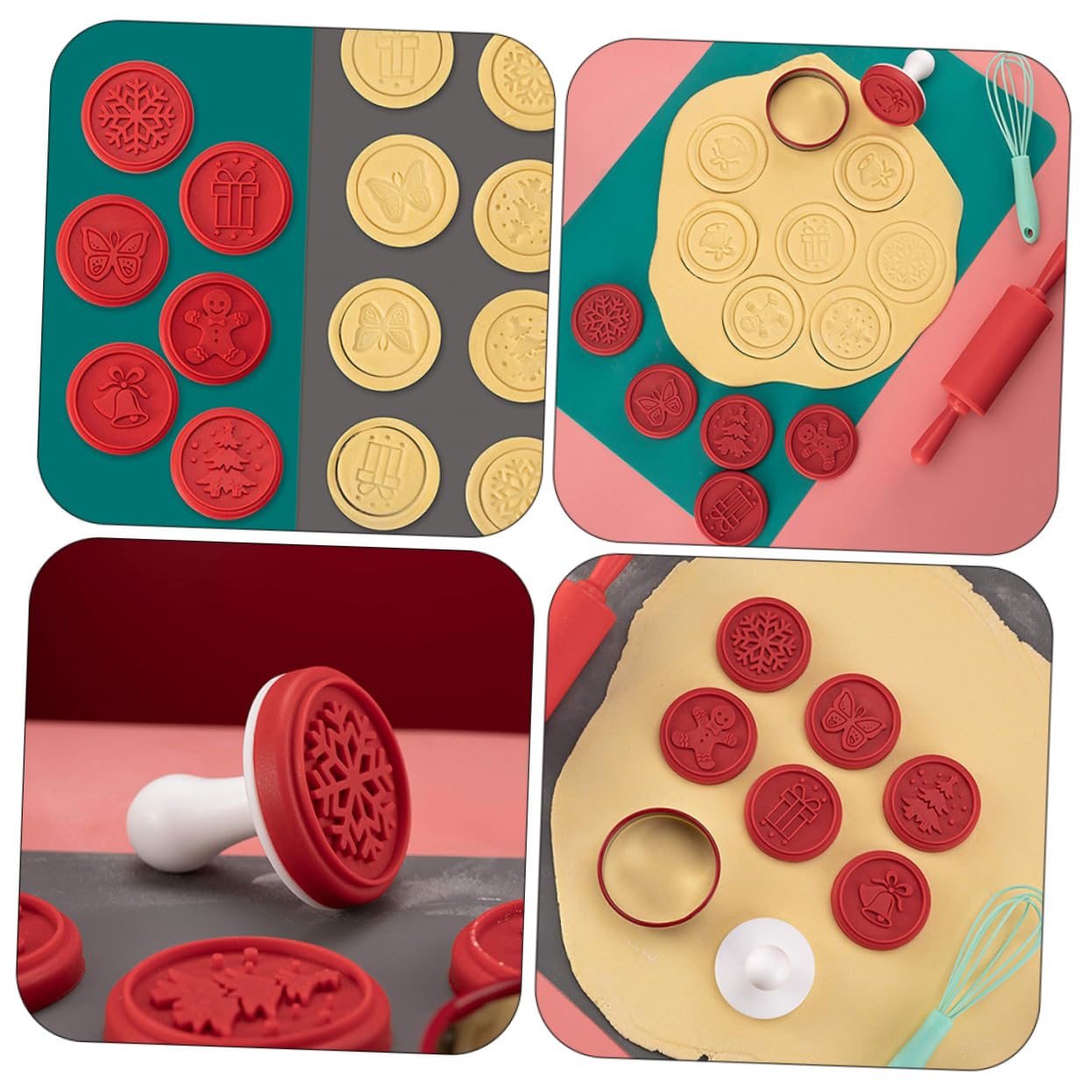 ABOOFAN 3 Set Timbro Biscotto Cartone Animato Decorare Mini Stampini Per Biscotti Scatola Di Biscotti Piccole Formine Per Biscotti Stampo Per Biscotti in Noce Acciaio Inossidabile Rosso