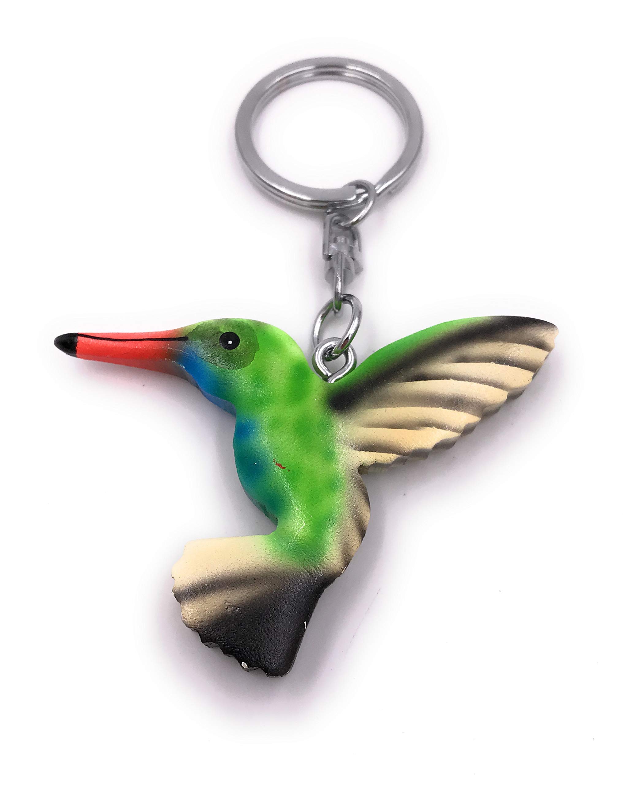 Onwomania Different Wooden Keychain Hummingbird Bird Animal Plumage Green Vertebrate Pendant Charm