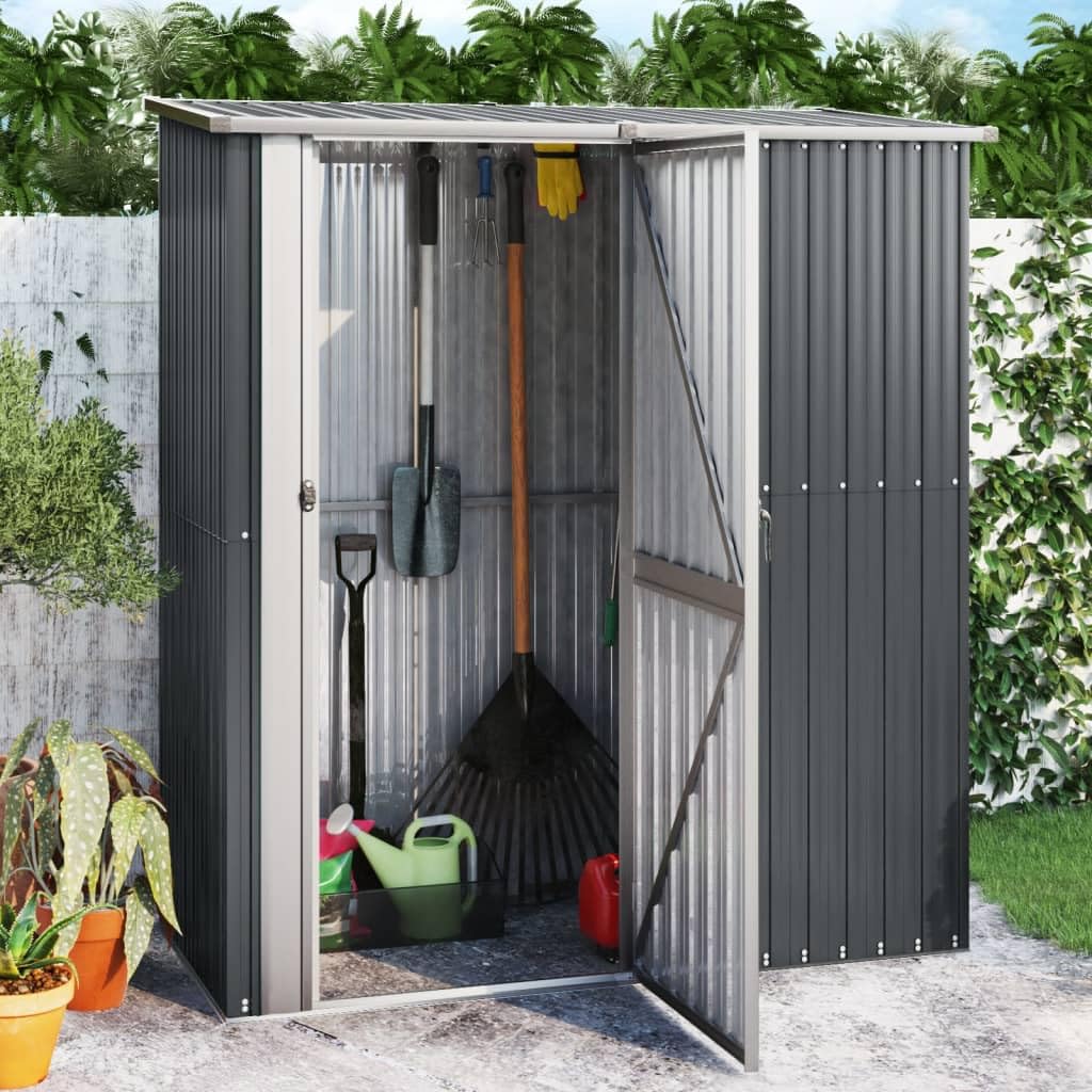 Hommdiy Geräteschuppen Anthrazit 180,5x97x209,5 cm Verzinkter Stahl Geräteschuppen Gerätehaus Gartenhaus Garten Werkzeug Schuppen Lagerschuppen
