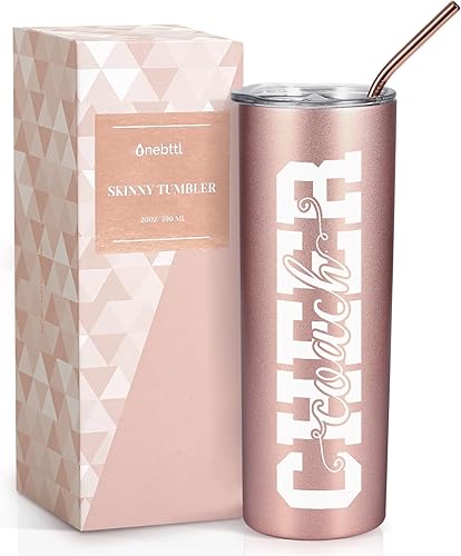 Onebttl Cheer Coach Regalos para mujeres, ella, mujer  Cheer Coach  Vaso aislado de acero inoxidable de 20 onzas  20.0 fl oz con popote y tapa,