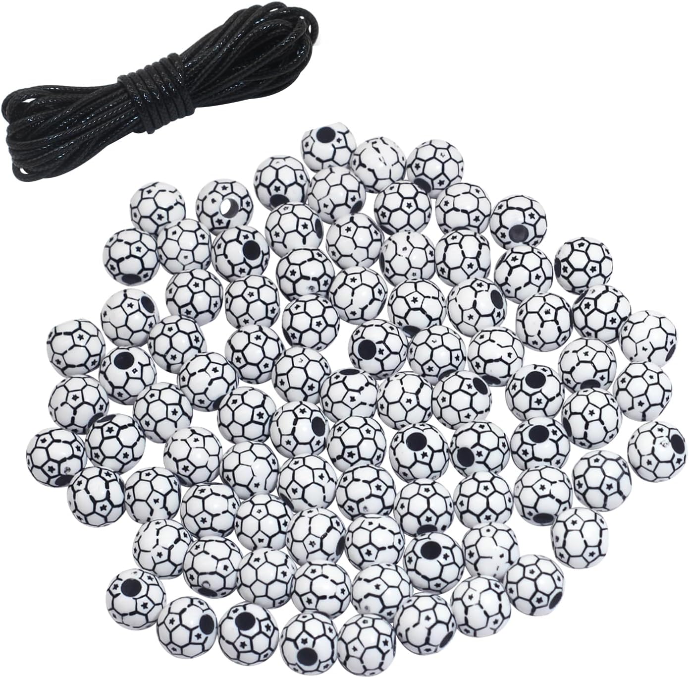 120 Pieces Soccer Ball Beads Acrylic Sports Beads with Big