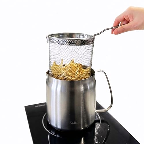 Saltlas Deep Fryer Pot with Basket and Oil Strainer 304 Stainless Steel