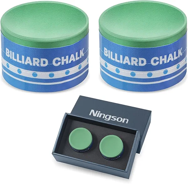 NINGSON Pool Cue Chalk 2 Pack, Premium Round Pool Stick Chalk Billiard Table Accessories for Professional Tournament, Clubs, Bars, Home (Outstanding Performance, Reduce Miscue, Durable)- Green