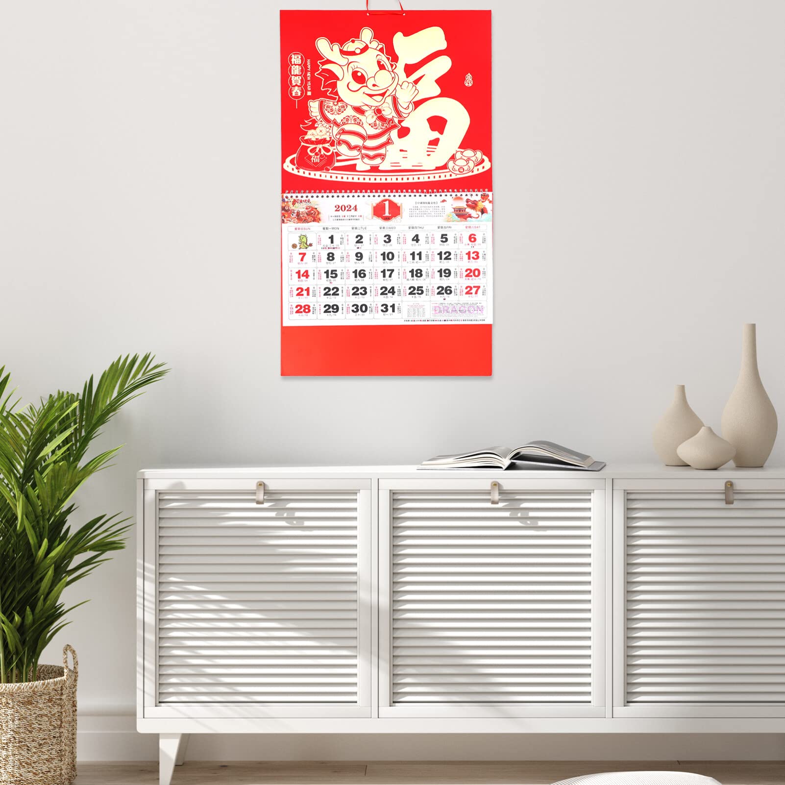 TOYANDONA 2024 Chinese Hanging Fengshui Calendar 2024 Year Calendar Wall Chinese Traditional 2024 New Year Hanging of Dragon - Image 4