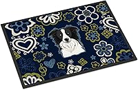Vista 64 de Caroline's Treasures BB1449JMAT - Tapete de bienvenida de carlino negro, 24 x 36 pulgadas, tapete azul para puerta delantera, para interiores