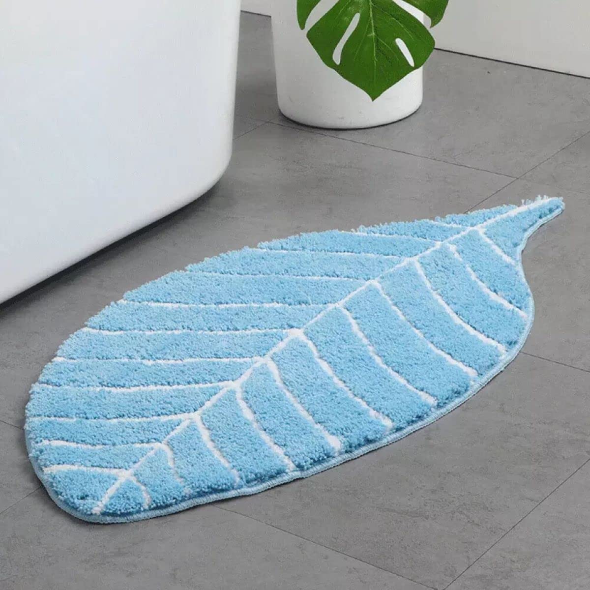 Rosslyn Leaf Shape Door Mat Runner/Rugs Leaf Shape Living Room Carpet,Bathroom Mat, Anti-Watering Door Mat, Kitchen Mat Machine Washed 60x120 cm (Blue)-picture-11