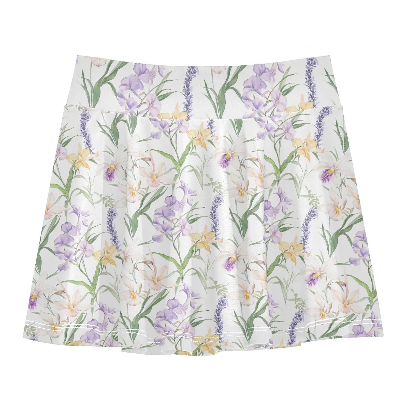 Cute Wildflower Girls Skirts with Built in Shorts Flowy Cheer Skirts with Pockets Girl Skorts