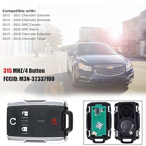 Miniatura 2 de Llavero de repuesto para Chevy Silverado GMC Sierra 1500 2500HD 3500HD 3500HD Chevrolet Colorado GMC Canyon Auto entrada sin llave control remoto de