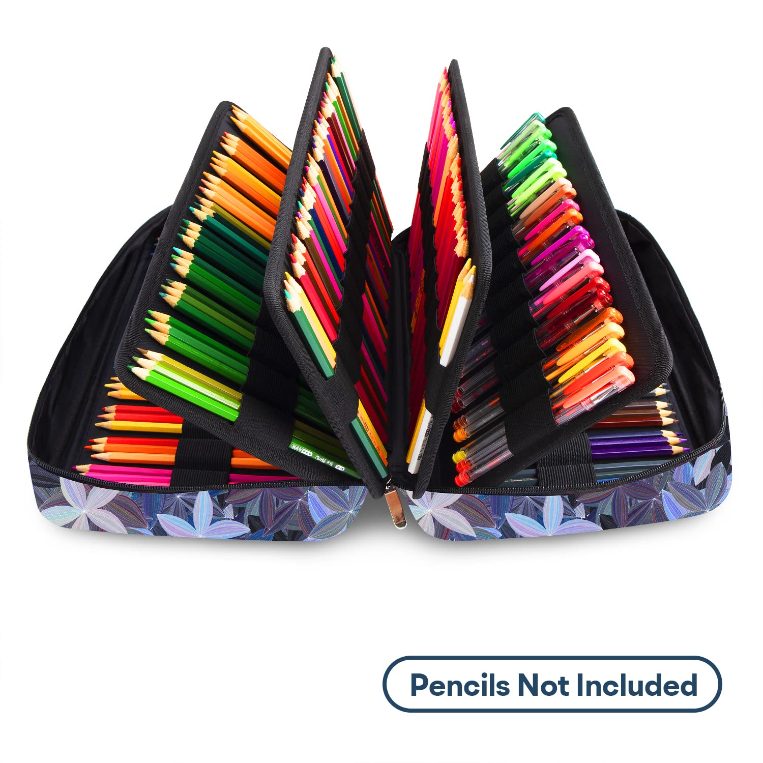 YOUSHAERS Federmäppchen mit 300 Fächern, buntes Federmäppchen mit mehrlagiger Halterung für Prismacolor Buntstifte und Gelschreiber (Blätter)