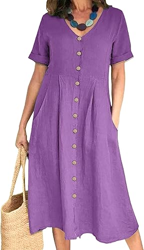 5 Vestidos para Mujer de Talla Grande, Vestido Informal de Verano con Cuello en 