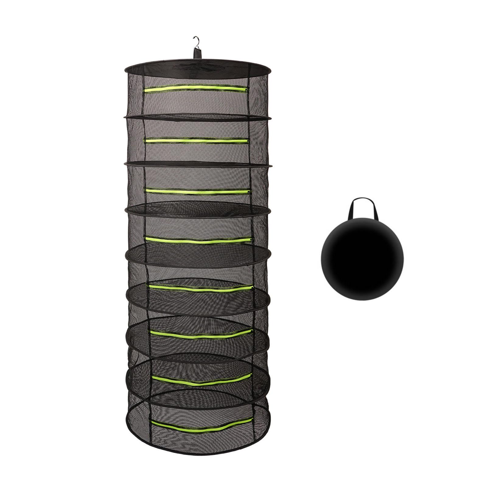 Organiseur pliable en maille ventilée avec crochet de suspension en nylon antirouille pour le camping, la maison, solution de rangement pliable