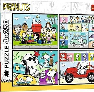 Trefl – 4-in-1-Puzzle: Peanuts, Die Abenteuer der Peanuts – 4 x 250 Teile – Set mit Vier Puzzles für Jugendliche