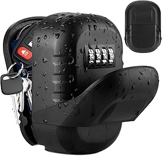 Outdoor Key Lock Box, Large Outdoor Key Safe Wall Mounted with 4 Digit Combination, Outside Key Safe Wall Mounted for Home and Garage