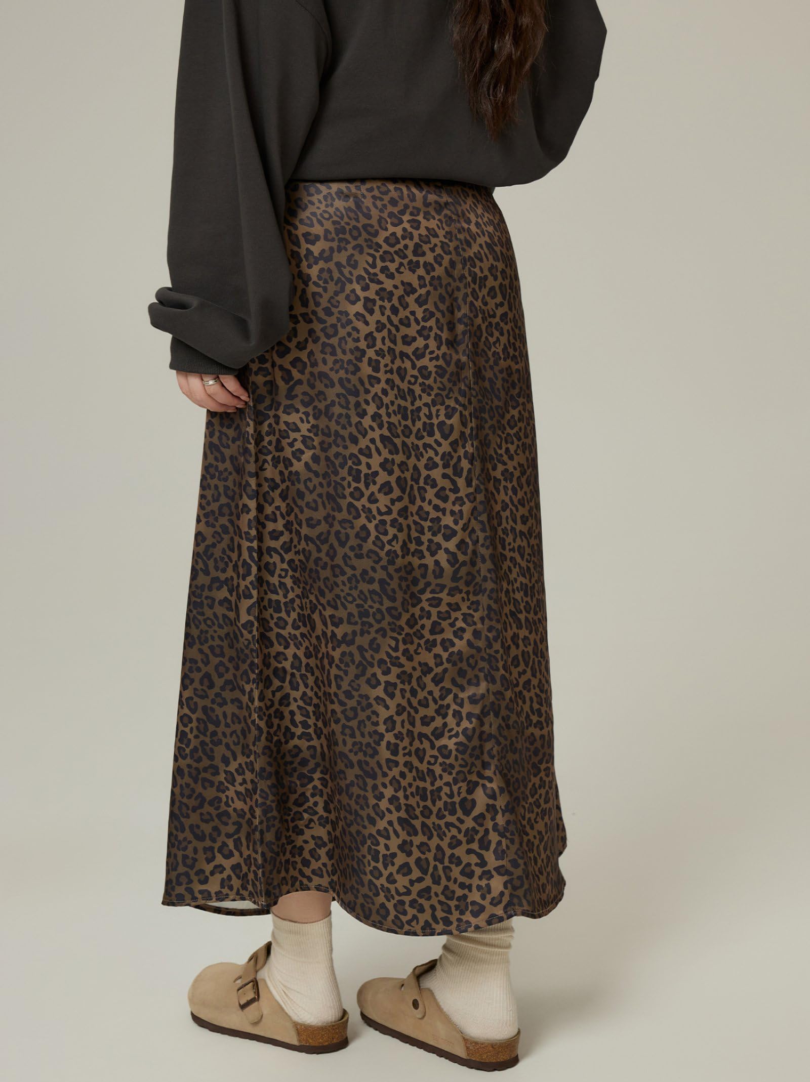 Jupe À Imprimé Léopard Pour Femmes Taille Haute Décontracté Coupe Ample Grande Taille Longue Style Y2K Jupes Légères En A
