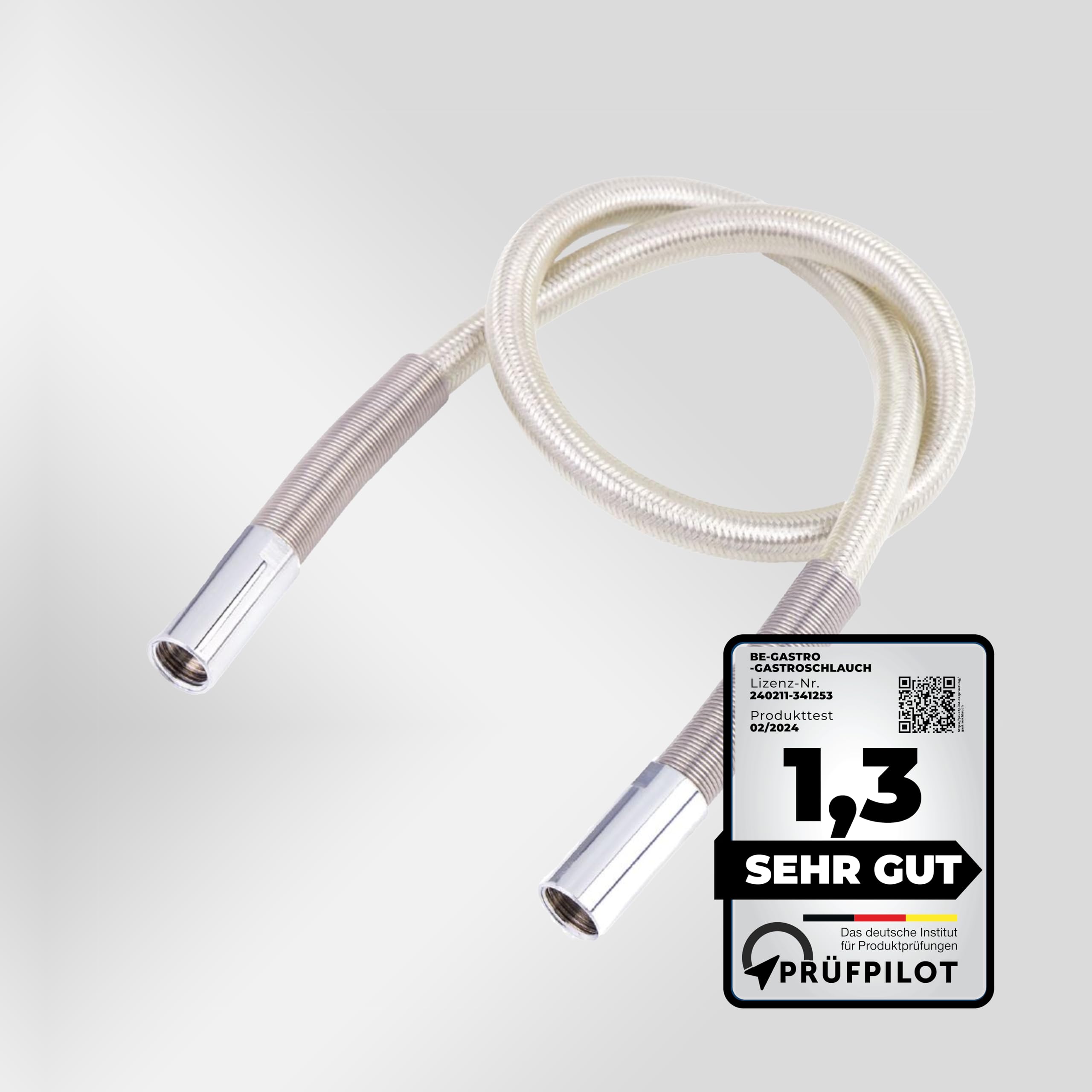 BE-GASTRO | Tubo flessibile professionale per doccia da 100 cm, con speciale protezione antipiega, per doccia in treccia inox rivestito in gomma – attacchi 1/2", tubo di ricambio per doccetta