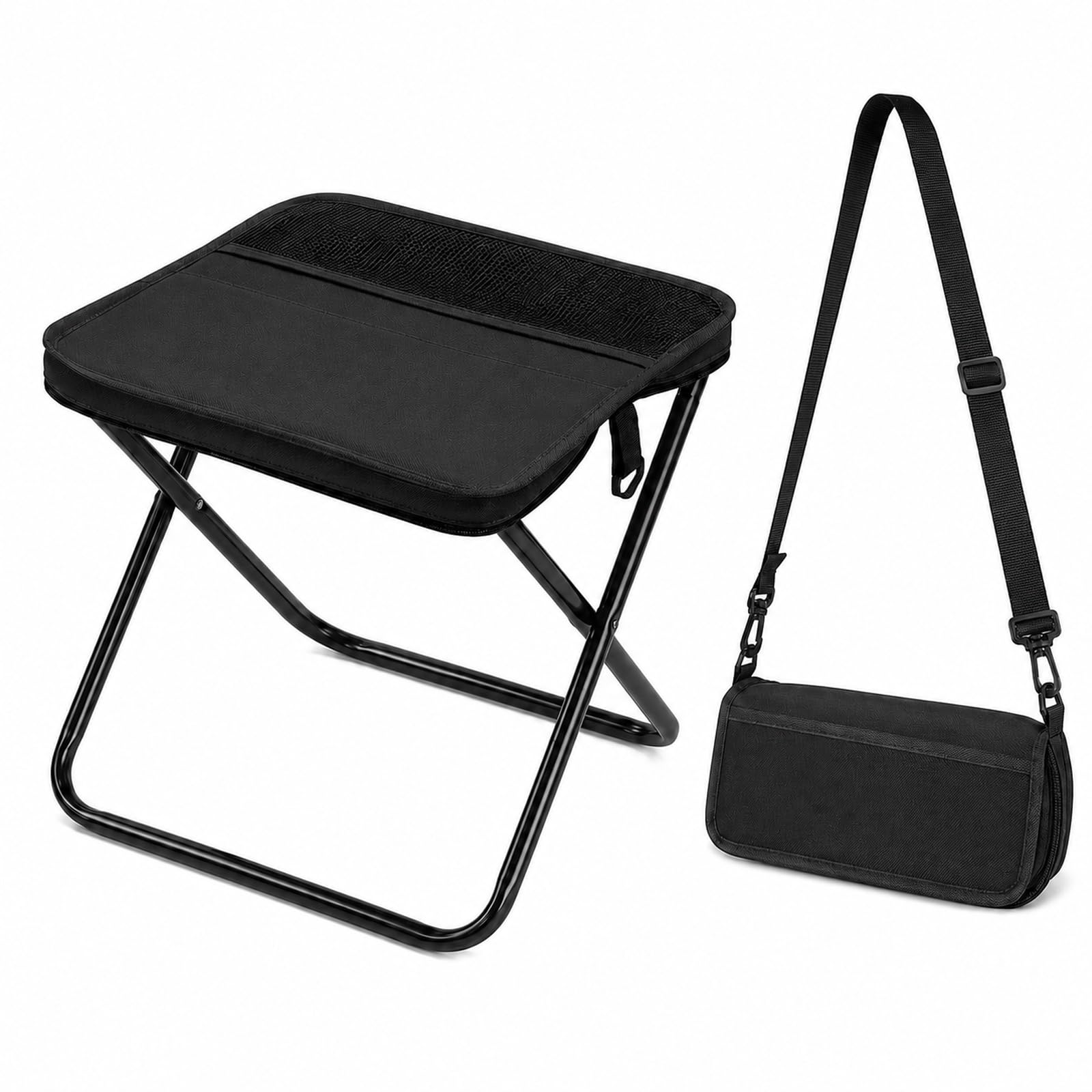 Tabouret pliant 120 kg de résistance GOOGO noir ultra compact et facile à ranger