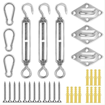 Cosweet Fixing Accessories for Triangle Sun Shade Sail, Retractable 6-8