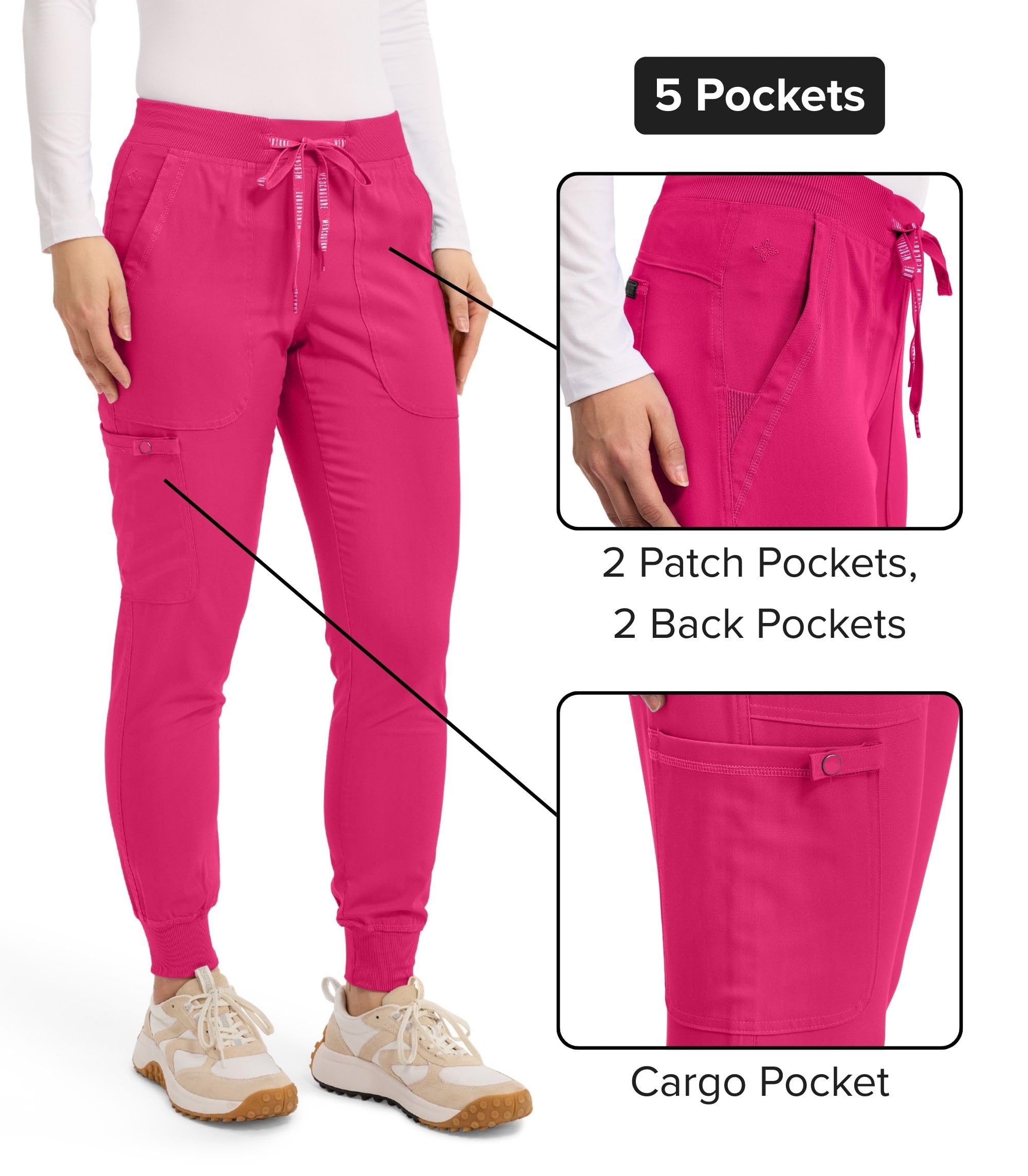 Med Couture Scrub Pants For Women Cargo Jogger Bottoms with 5 Pockets, Lightweight, Ultra Soft, 2-Way Stretch Fabric - MC7710