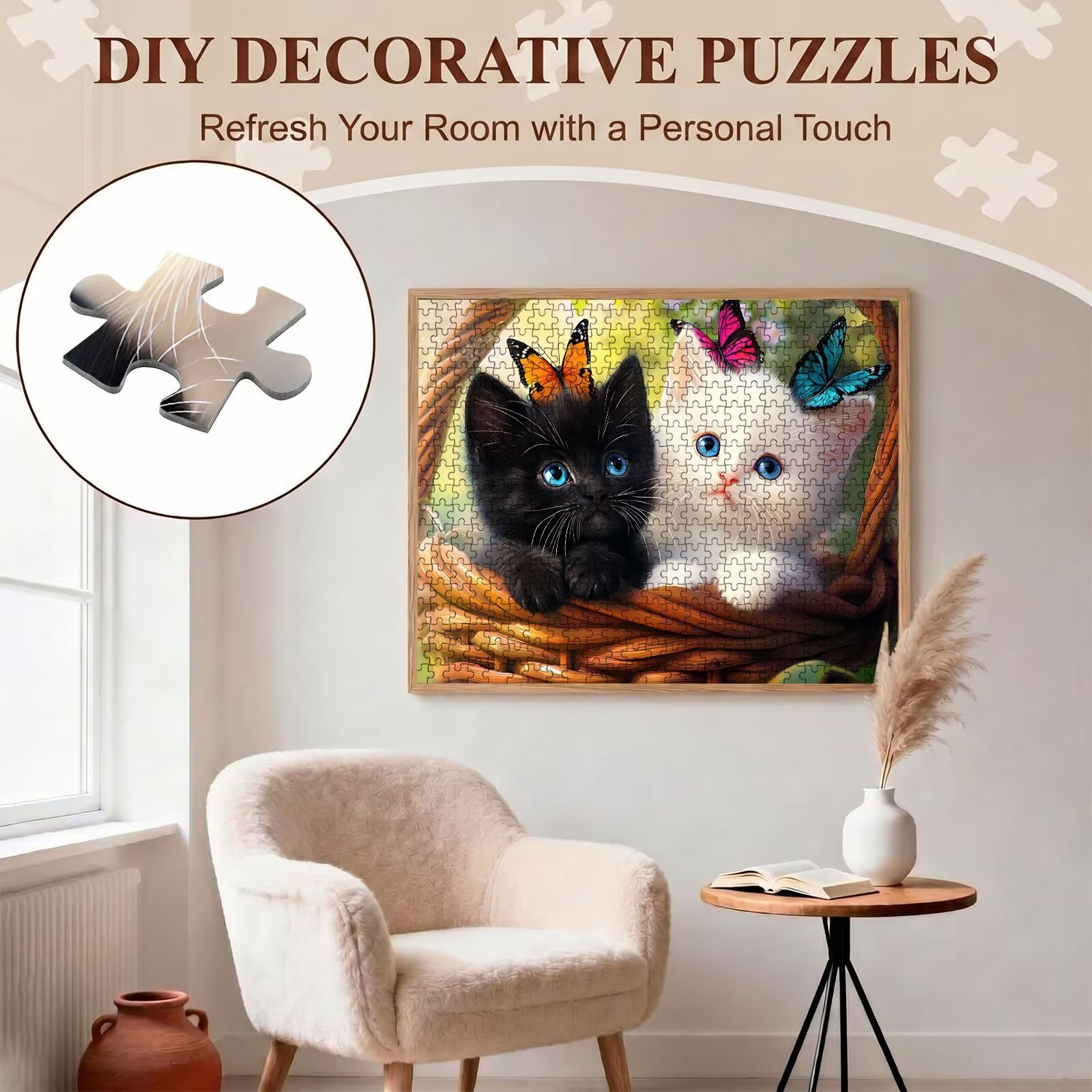 Puzzle 2000 Pezzi Classici, Puzzle gatto In bianco e nero 99 x 70 cm, Gioco Educativo e Antistress in Legno con Poster Incluso, Ttività DIY per Famiglia, Regalo per Appassionati, Decor Parete, f0-682