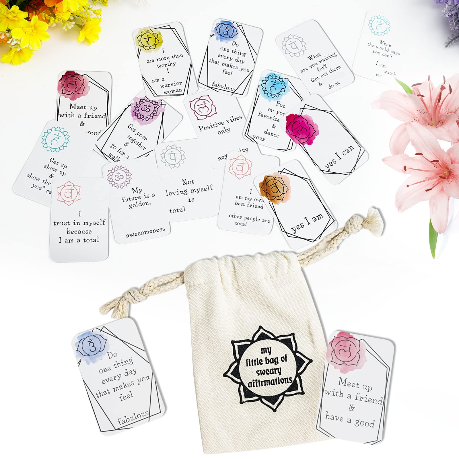 16pcs Funny Affirmation Card Gift, Sweary Affirmation Cards Positive Affirmations Cards Self Encouragement Confirmation Card, Inspiring Encouragement Cards for Self-Improvement, Stress Relief