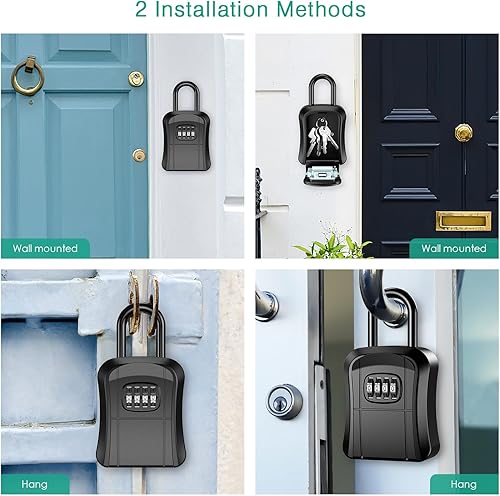 Miniatura 7 de ORIA Caja de cerradura de llave, caja de bloqueo de combinación de 4 dígitos, caja de almacenamiento de llaves montada en la pared, código