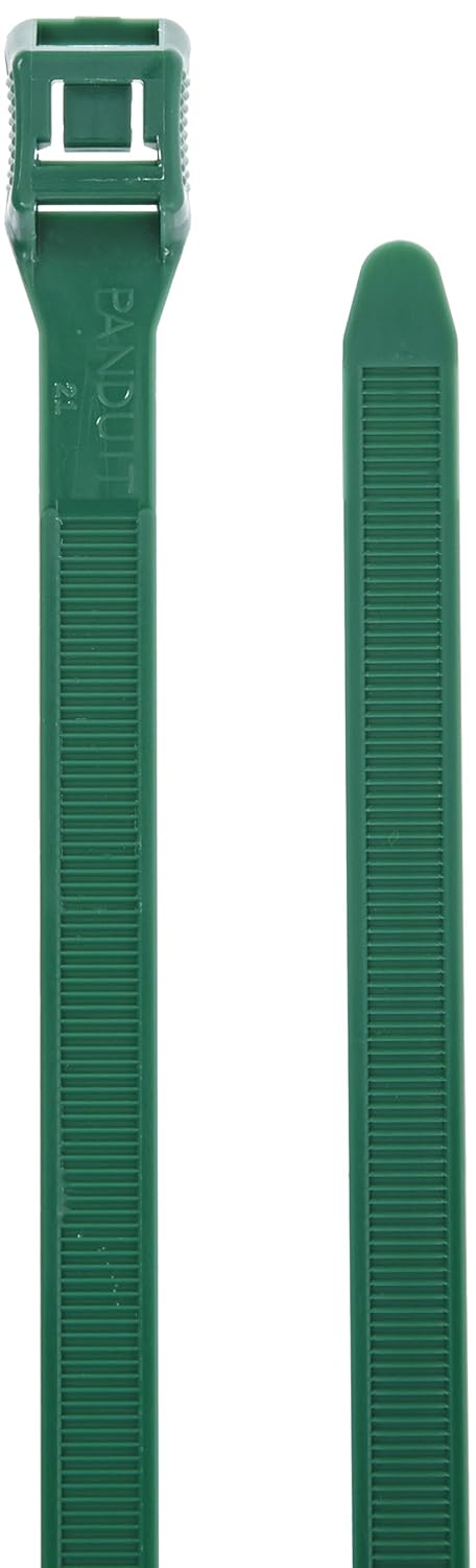 Panduit IT9115-CUV5B In-Line Cable Tie, Weather Resistant Nylon 6.6, UV Hunter Green, 124 Min Tensile Strength, 4.53" Max Bundle Diameter, 0.065" Thickness, 0.350" Width, 15.3" Length (Pack of 100)