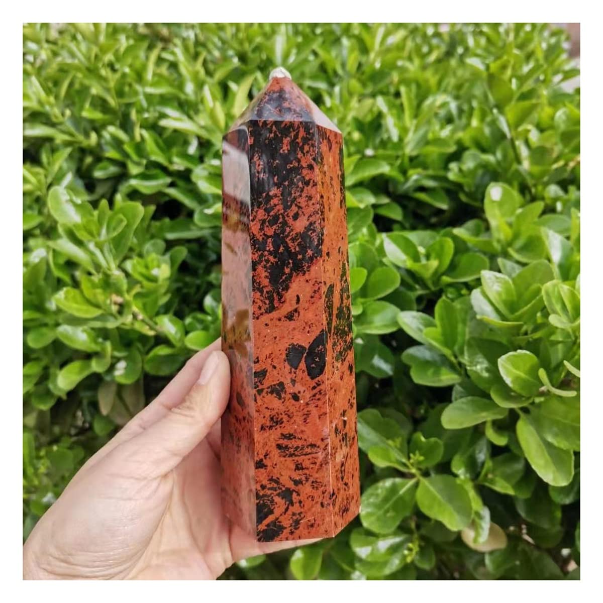 Torre de cristal rojo de jaspe caoba tallada a mano para coleccionistas