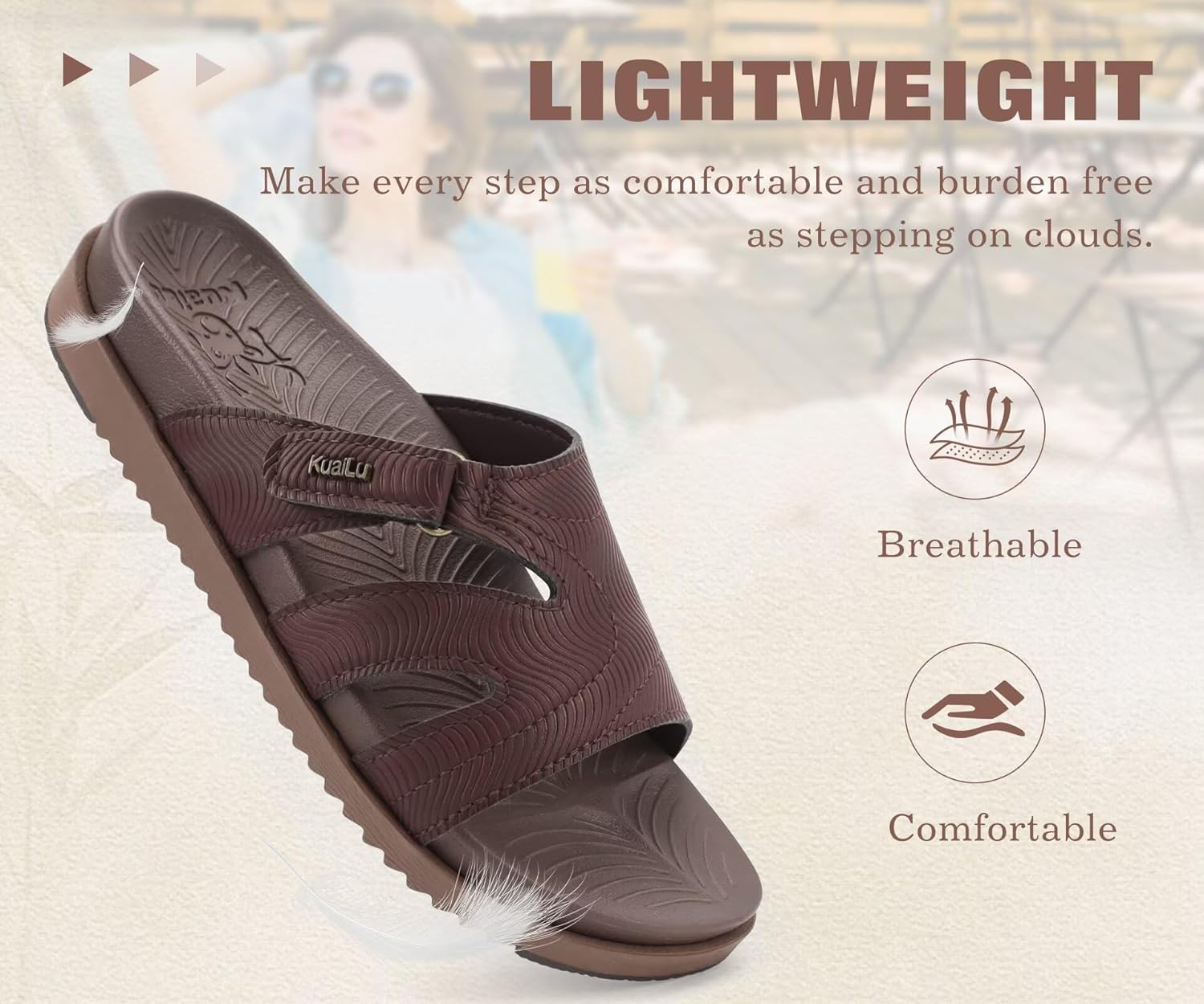 KuaiLu Womens Dressy Orthopedic Sandals Lightweight Cushion Foam Slides Sport Recovery Walking Slippers with Plantar Fasciitis Arch Support - Image 7