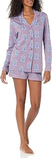 Women's Bella Printed Comfort Long Sleeve Top Boxer Pajama Set