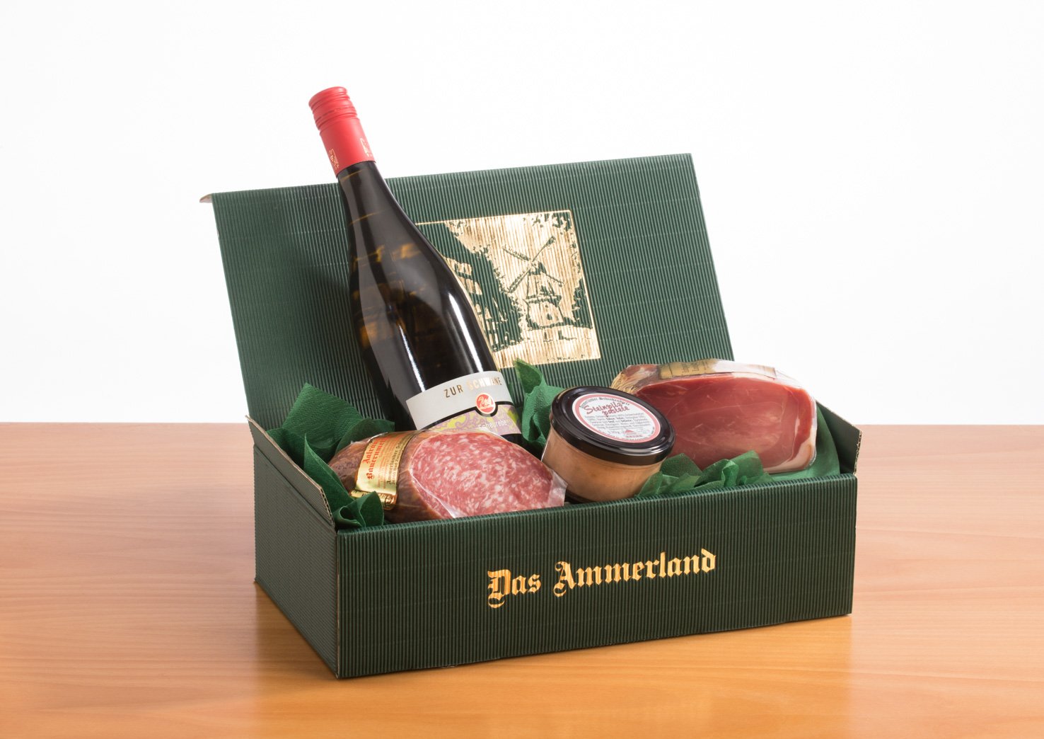 Weißwein-Schinken-Präsent Nr. 59 | Exquisites Geschenkset mit erlesenem Schinken und passendem Weißwein | Perfekt für Genießer und besondere Anlässe