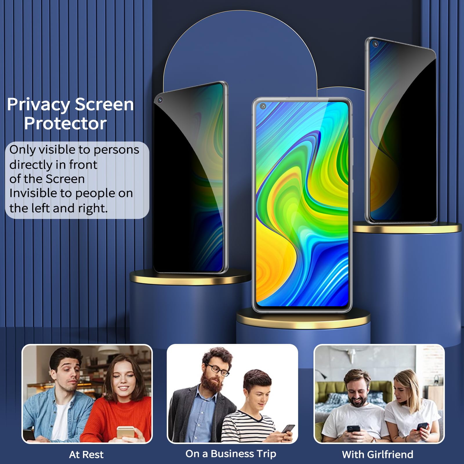 Vauki 2 Pezzi Privacy Vetro Temperato per Xiaomi Redmi Note